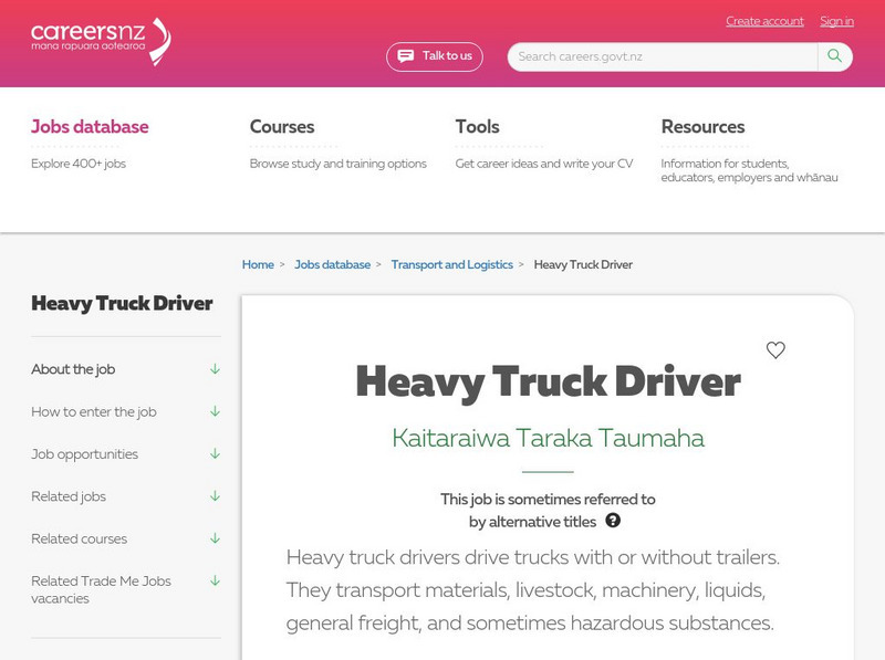 Careers Nz: Heavy Truck Driver Website
