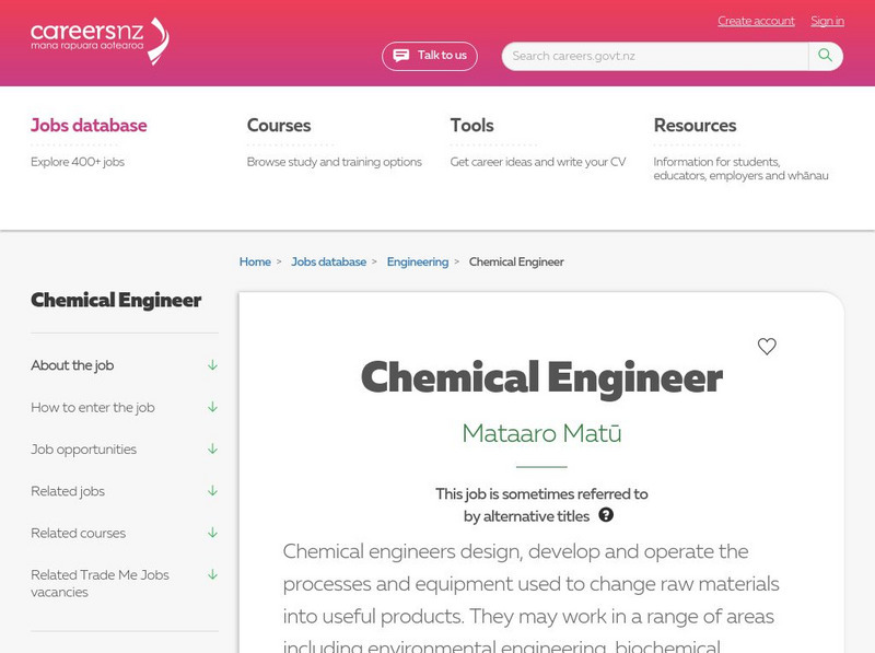 Careers Nz: Chemical Engineer Website Careers Nz: Chemical Engineer Website