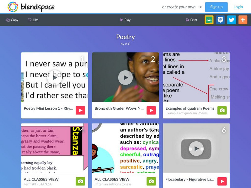 Blendspace: Poetry Unit Plan Blendspace: Poetry Unit Plan