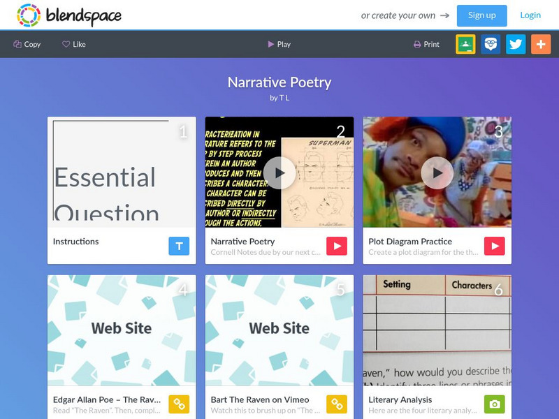 Blendspace: Narrative Poetry Unit Plan Blendspace: Narrative Poetry Unit Plan