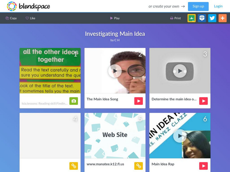 Blendspace: Investigating Main Idea Unit Plan Blendspace: Investigating Main Idea Unit Plan