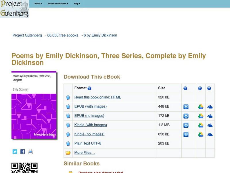 Project Gutenberg: Poems by Emily Dickinson, Three Series eBook Project Gutenberg: Poems by Emily Dickinson, Three Series eBook