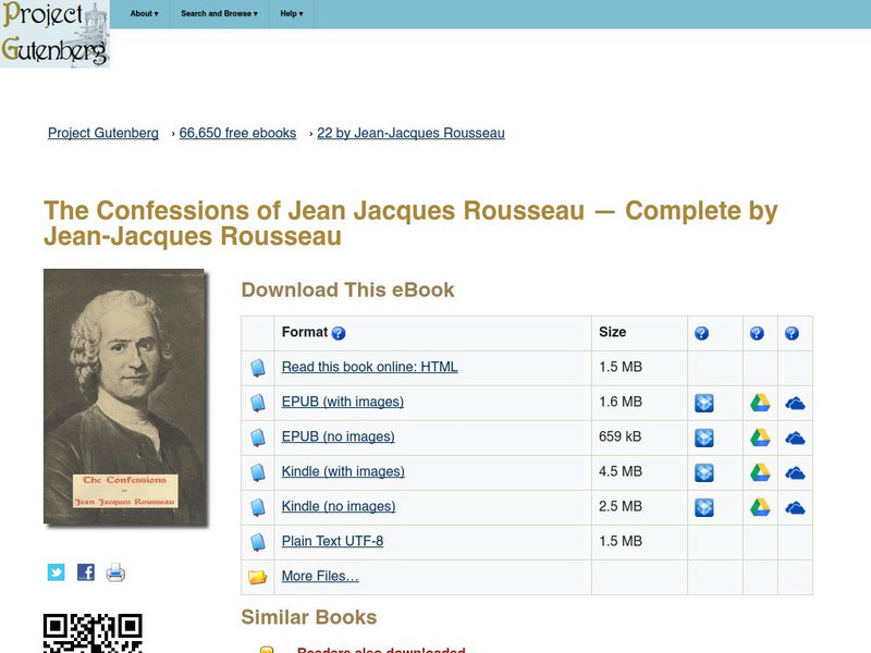 Project Gutenberg: The Confessions of Jean Jacques Rousseau eBook Project Gutenberg: The Confessions of Jean Jacques Rousseau eBook