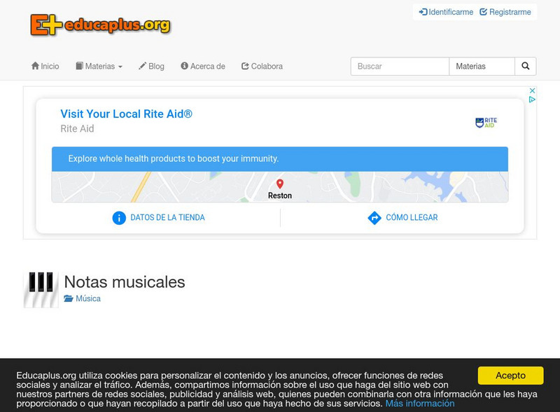 Educaplus: Notas Musicales [In Spanish] Activity