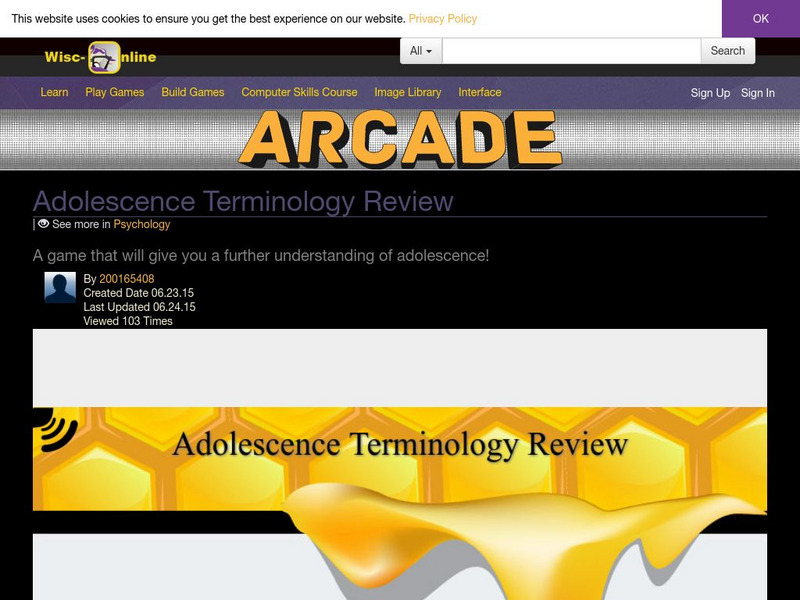Wisc Online: Adolescence Terminology Review Interactive Wisc Online: Adolescence Terminology Review Interactive