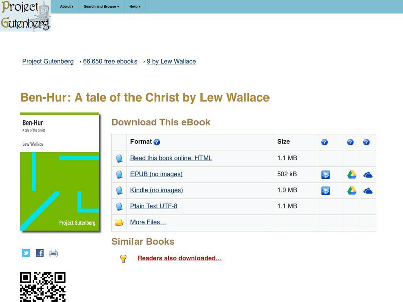 Project Gutenberg: Ben Hur: A Tale of the Christ by Lew Wallace eBook