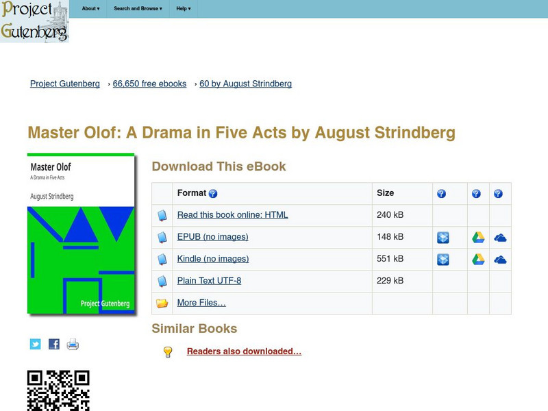 Project Gutenberg: Master Olof: A Drama in Five Acts by August Strindberg eBook