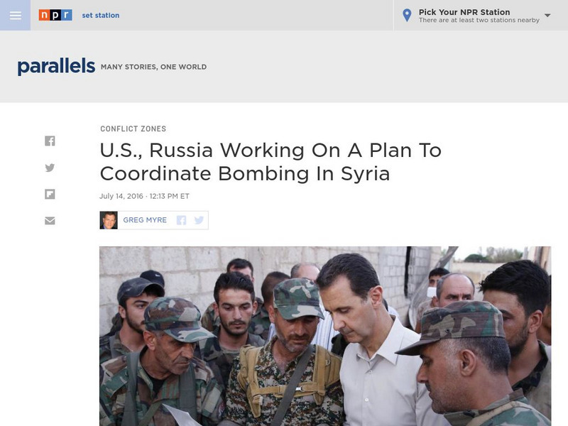 Npr: Week of June 18th 2016: u.s., Russia Working to Coordinate Bombing in Syria Article Npr: Week of June 18th 2016: u.s., Russia Working to Coordinate Bombing in Syria Article