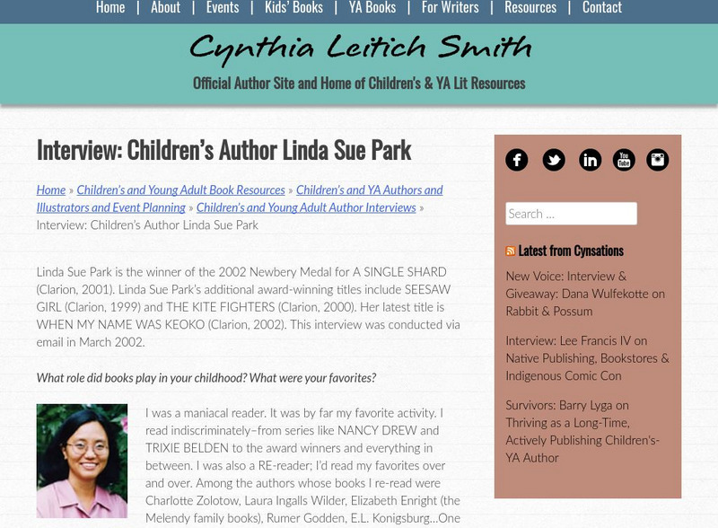 Interview With Linda Sue Park Primary Interview With Linda Sue Park Primary