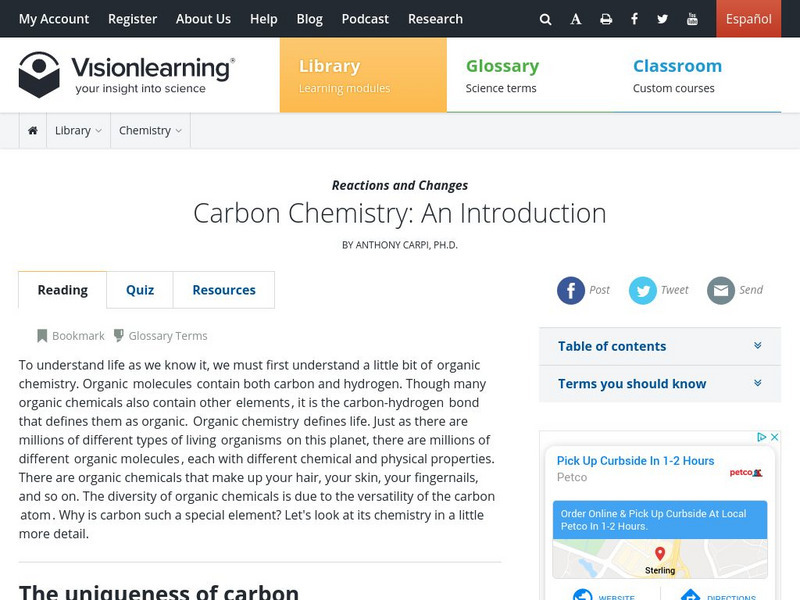 Visionlearning: Carbon Chemistry: An Introduction Website Visionlearning: Carbon Chemistry: An Introduction Website