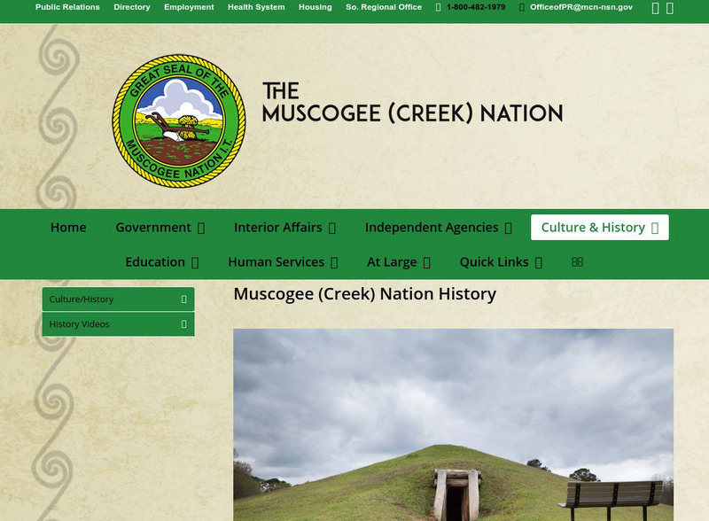 Muscogee (Creek) Nation History Handout Muscogee (Creek) Nation History Handout
