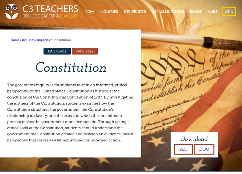 C3 Teachers: Inquiries: Constitution Unit Plan