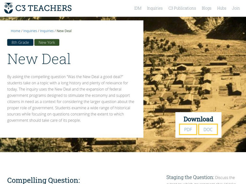 C3 Teachers: Inquiries: New Deal Unit Plan C3 Teachers: Inquiries: New Deal Unit Plan