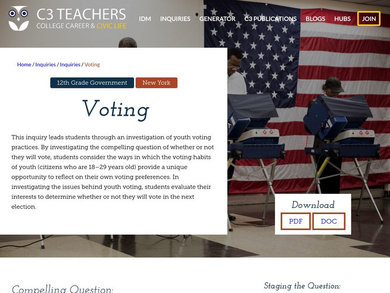 C3 Teachers: Inquiries: Voting Unit Plan C3 Teachers: Inquiries: Voting Unit Plan