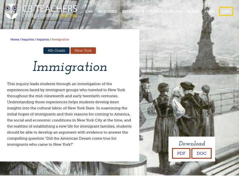 C3 Teachers: Inquiries: Immigration Unit Plan C3 Teachers: Inquiries: Immigration Unit Plan