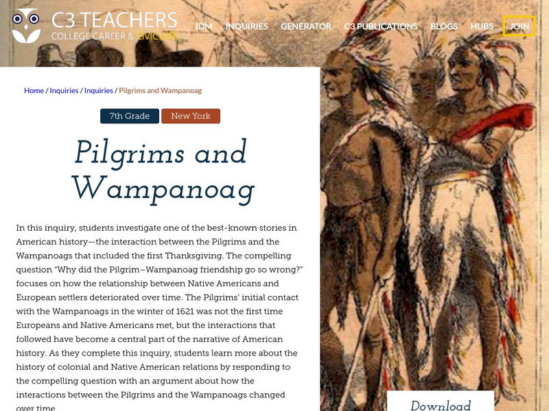 C3 Teachers: Inquiries: Pilgrims and Wampanoag Unit Plan
