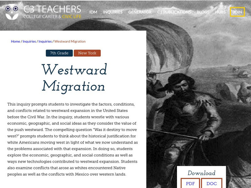 C3 Teachers: Inquiries: Westward Migration Unit Plan