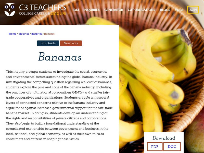C3 Teachers: Inquiries: Bananas Unit Plan C3 Teachers: Inquiries: Bananas Unit Plan