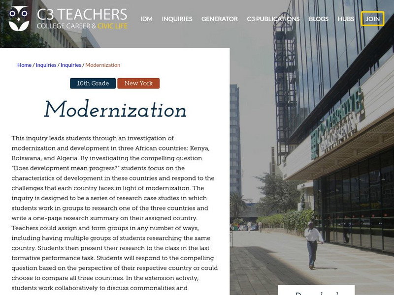 C3 Teachers: Inquiries: Modernization Unit Plan C3 Teachers: Inquiries: Modernization Unit Plan