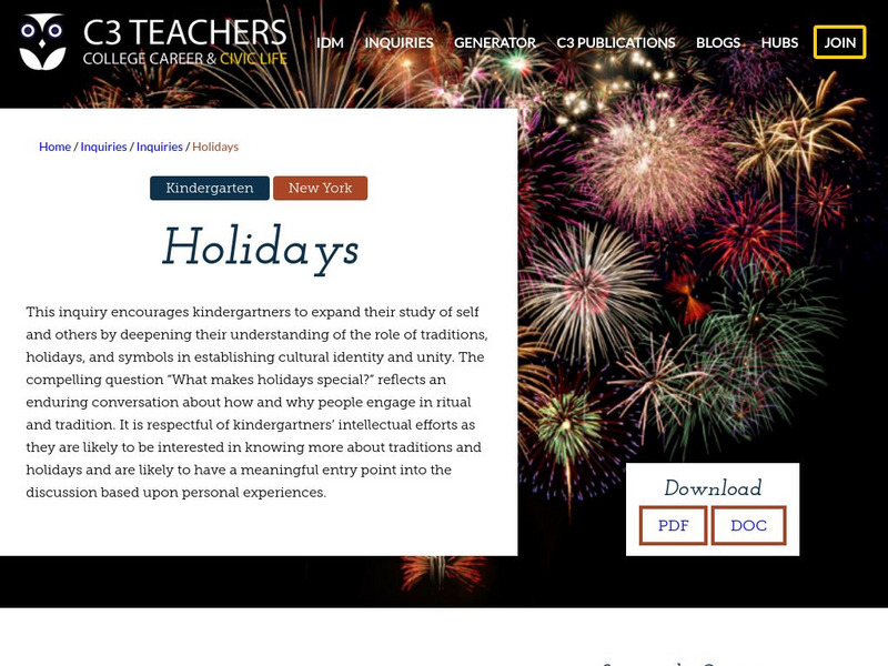 C3 Teachers: Inquiries: Holidays Unit Plan C3 Teachers: Inquiries: Holidays Unit Plan