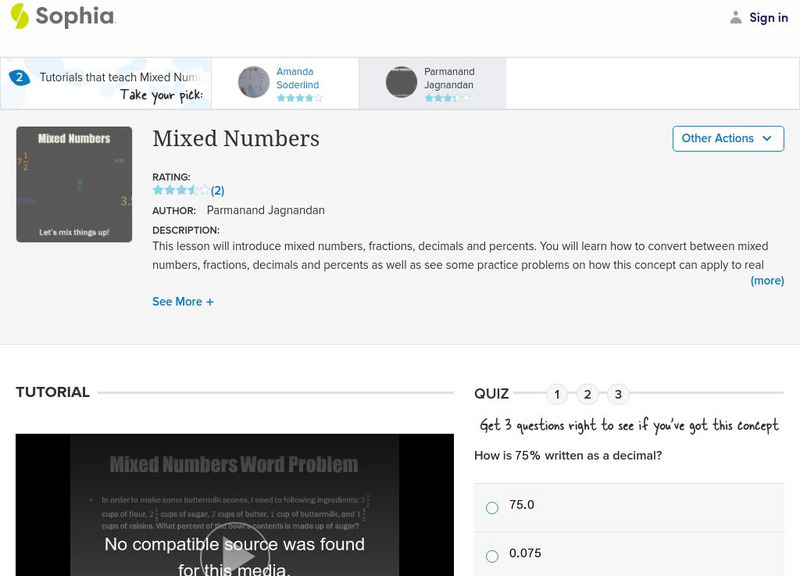 Sophia: Mixed Numbers Instructional Video