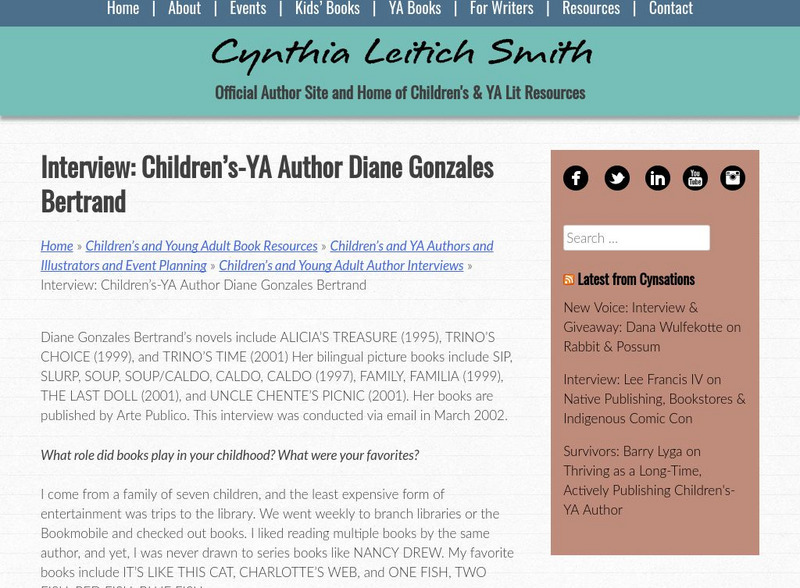 Interview With Children's and Ya Author Diane Gonzales Bertrand Website