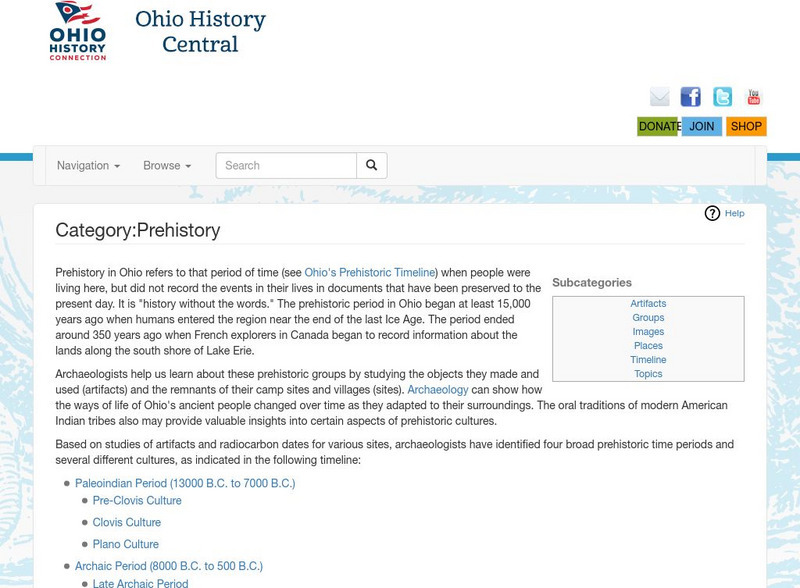 Ohio History Central: Prehistory Website Ohio History Central: Prehistory Website