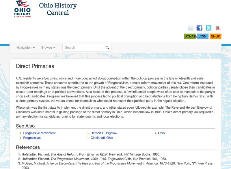 Ohio History Central: Direct Primaries Handout Ohio History Central: Direct Primaries Handout