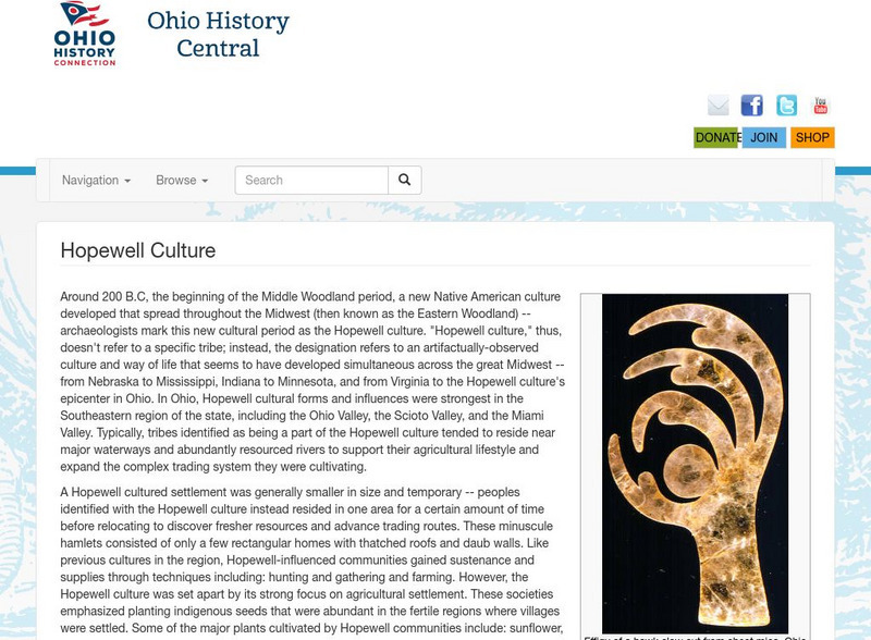 Ohio History Central: Hopewell Culture Handout Ohio History Central: Hopewell Culture Handout
