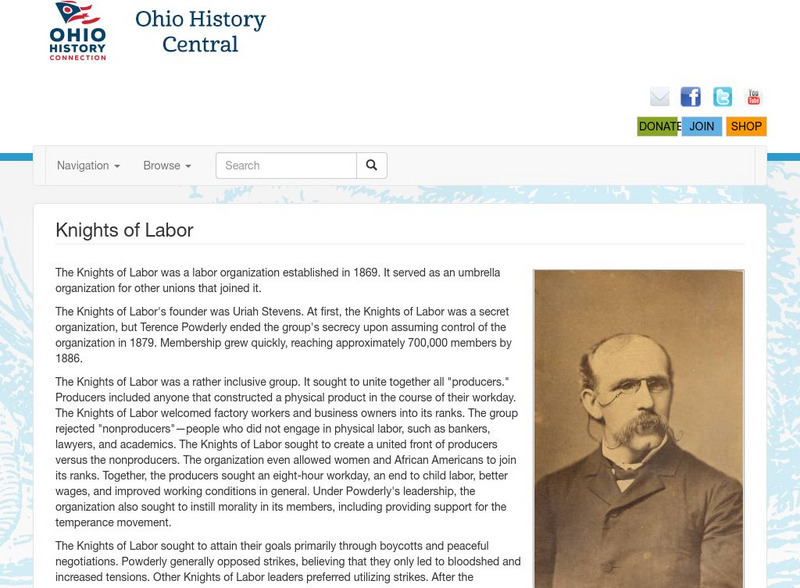 Ohio History Central: Knights of Labor Website