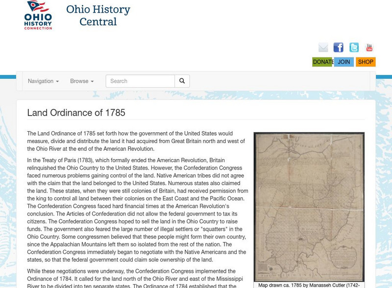 Ohio History Central: Land Ordinance of 1785 Website Ohio History Central: Land Ordinance of 1785 Website