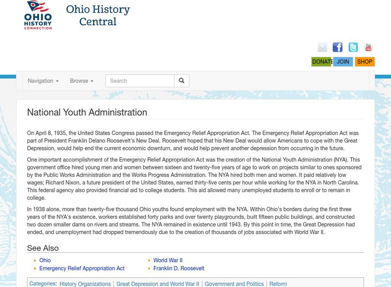 Ohio History Central: National Youth Administration Website Ohio History Central: National Youth Administration Website