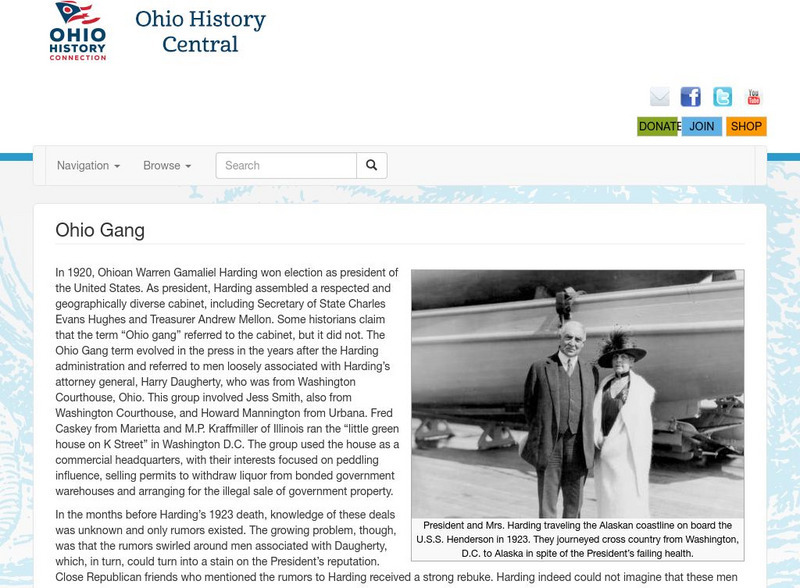 Ohio History Central: Ohio Gang Handout Ohio History Central: Ohio Gang Handout
