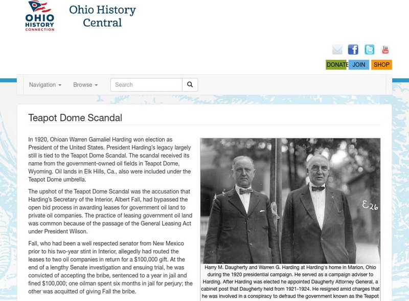 Ohio History Central: Teapot Dome Scandal Website Ohio History Central: Teapot Dome Scandal Website