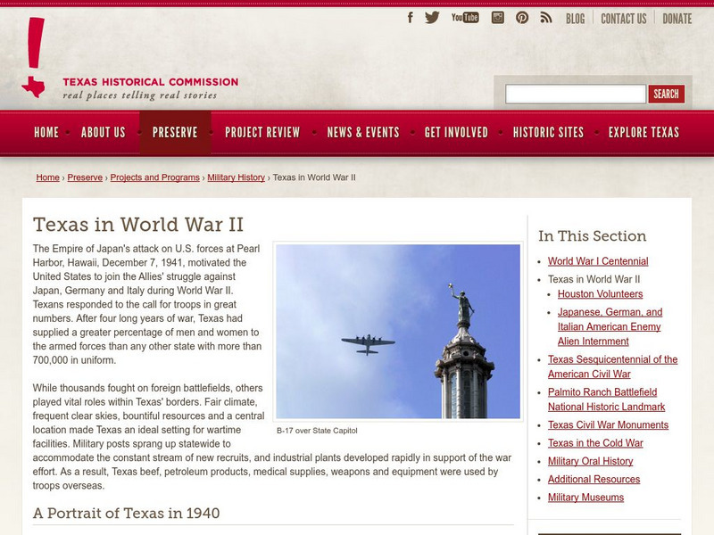 Texas Historical Commission: Texas in World War Ii Article Texas Historical Commission: Texas in World War Ii Article
