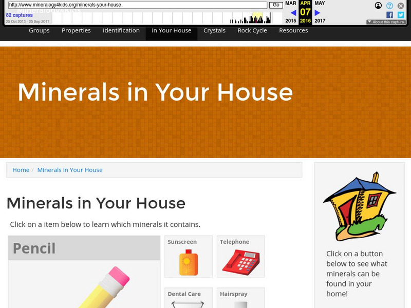 Mineralogical Society of America: Minerals in Your House Interactive Mineralogical Society of America: Minerals in Your House Interactive
