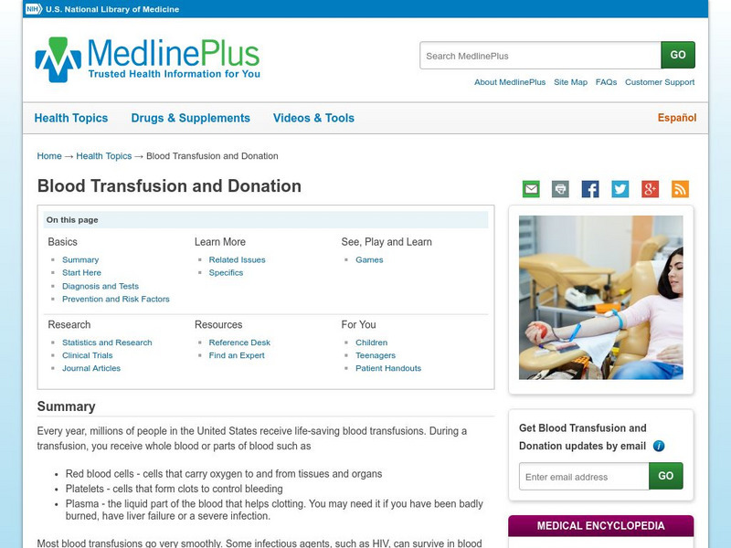 Medline Plus: Blood Transfusion Handout