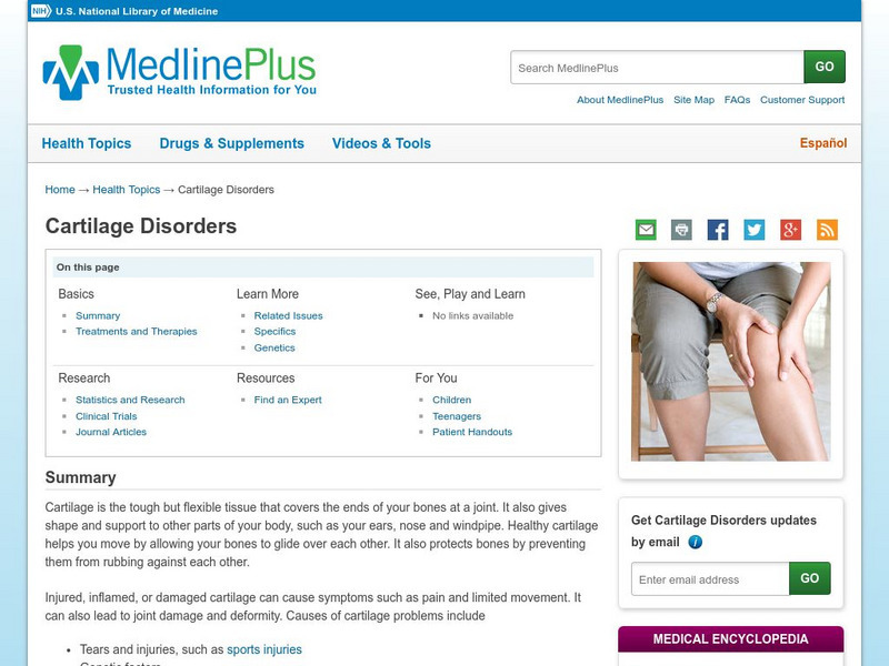 Medline Plus: Cartilage Disorders Handout Medline Plus: Cartilage Disorders Handout