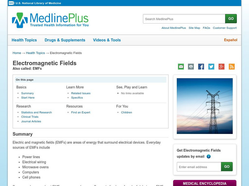 Medline Plus: Electromagnetic Fields Handout Medline Plus: Electromagnetic Fields Handout