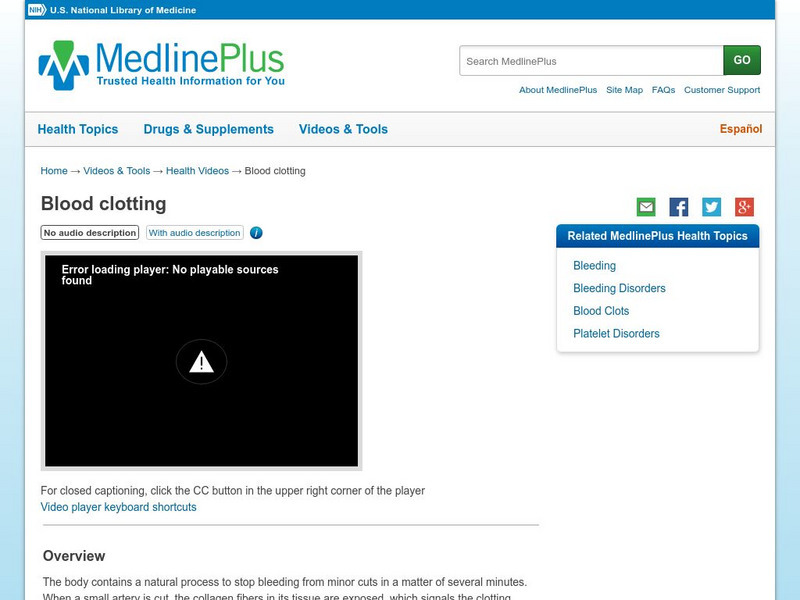 Medline Plus: Blood Clotting Handout Medline Plus: Blood Clotting Handout
