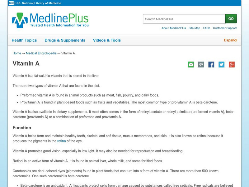 Medline Plus: Vitamin A Handout Medline Plus: Vitamin A Handout