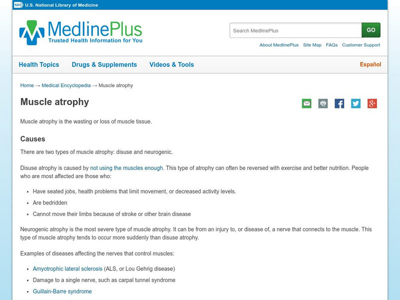 Medline Plus: Muscle Atrophy Handout