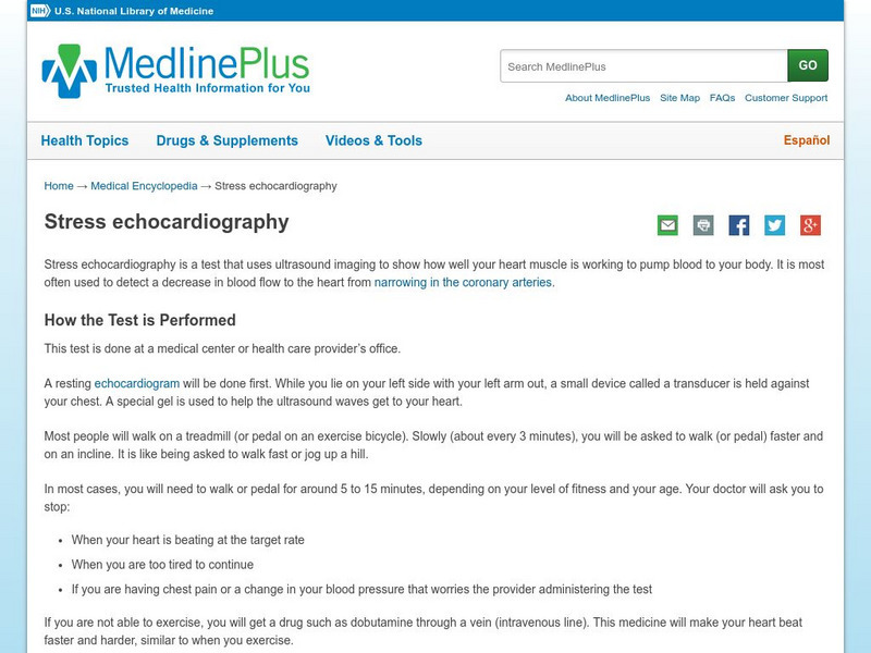 Medline Plus: Stress Echocardiography Handout