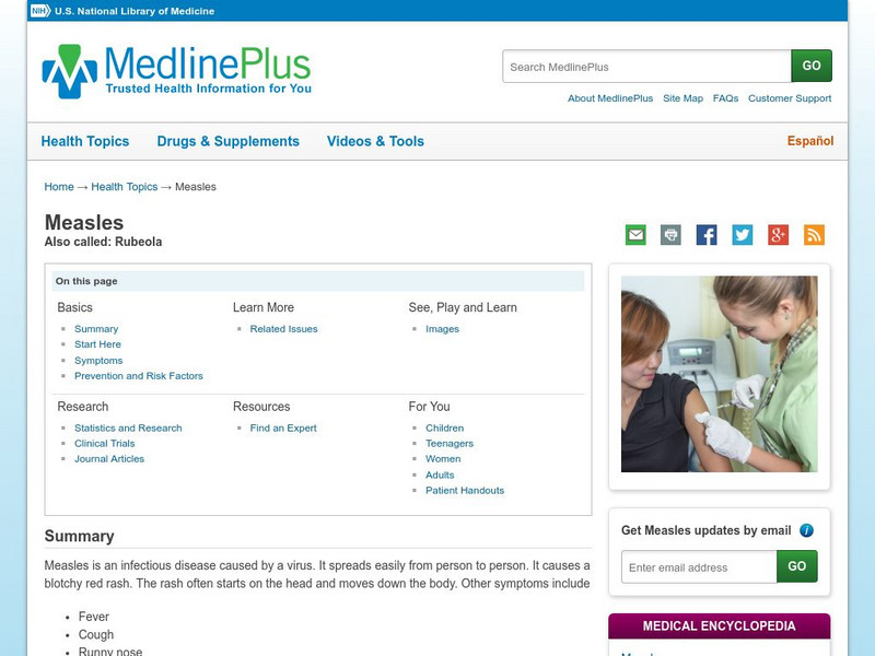 Medline Plus: Measles Handout