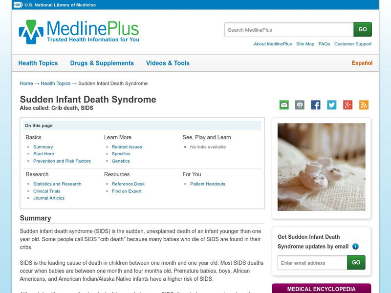 Medline Plus: Sudden Infant Death Syndrome Handout Medline Plus: Sudden Infant Death Syndrome Handout