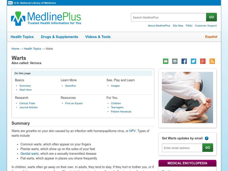 Medline Plus: Warts Handout
