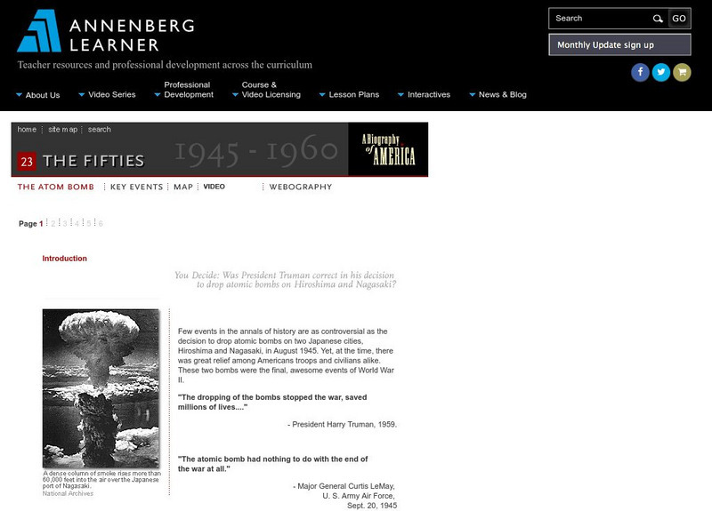 Annenberg Learner: You Decide: The Atom Bomb Unit Plan