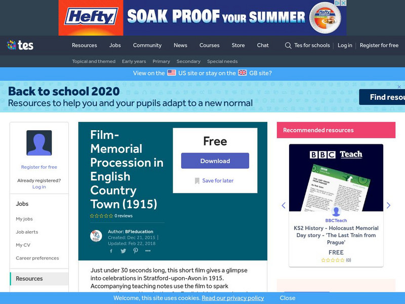 Tes: "Memorial Procession in English Country Town" (1915) Instructional Video