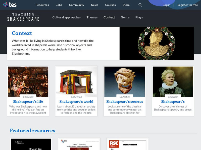 Tes: Teaching Shakespeare: Context Unit Plan Tes: Teaching Shakespeare: Context Unit Plan