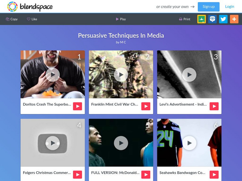 Blendspace: Persuasive Techniques in Media Unit Plan Blendspace: Persuasive Techniques in Media Unit Plan